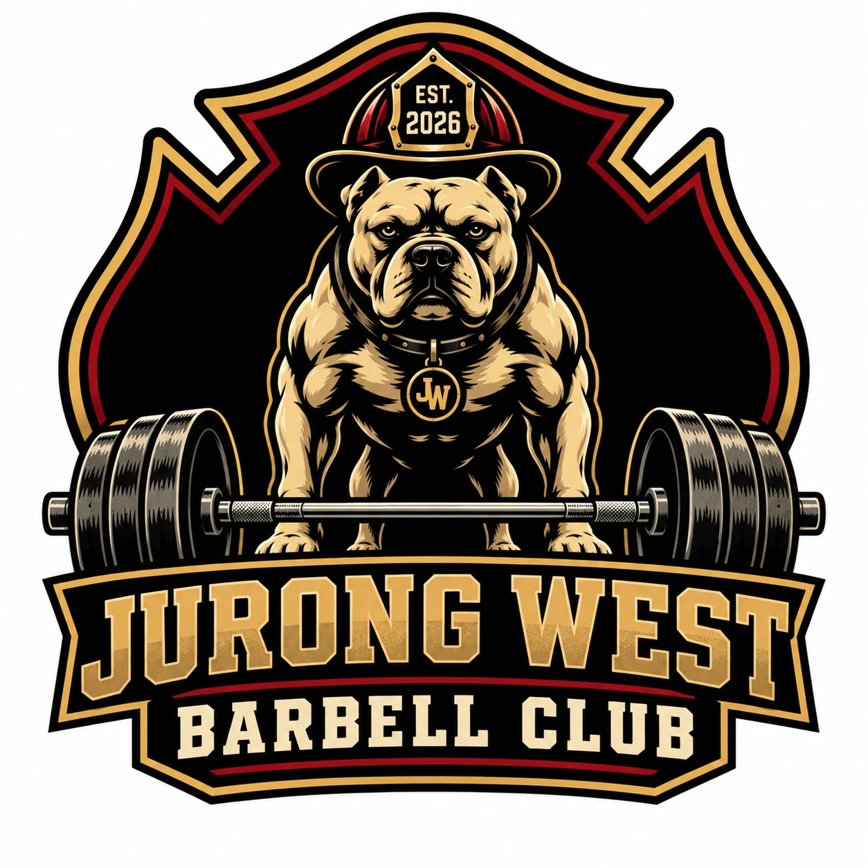 Jurong West Barbell Club bulldog emblem